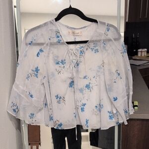 Floral Blue and White Women's Top Snidely Japan One size fits all New w/o tag